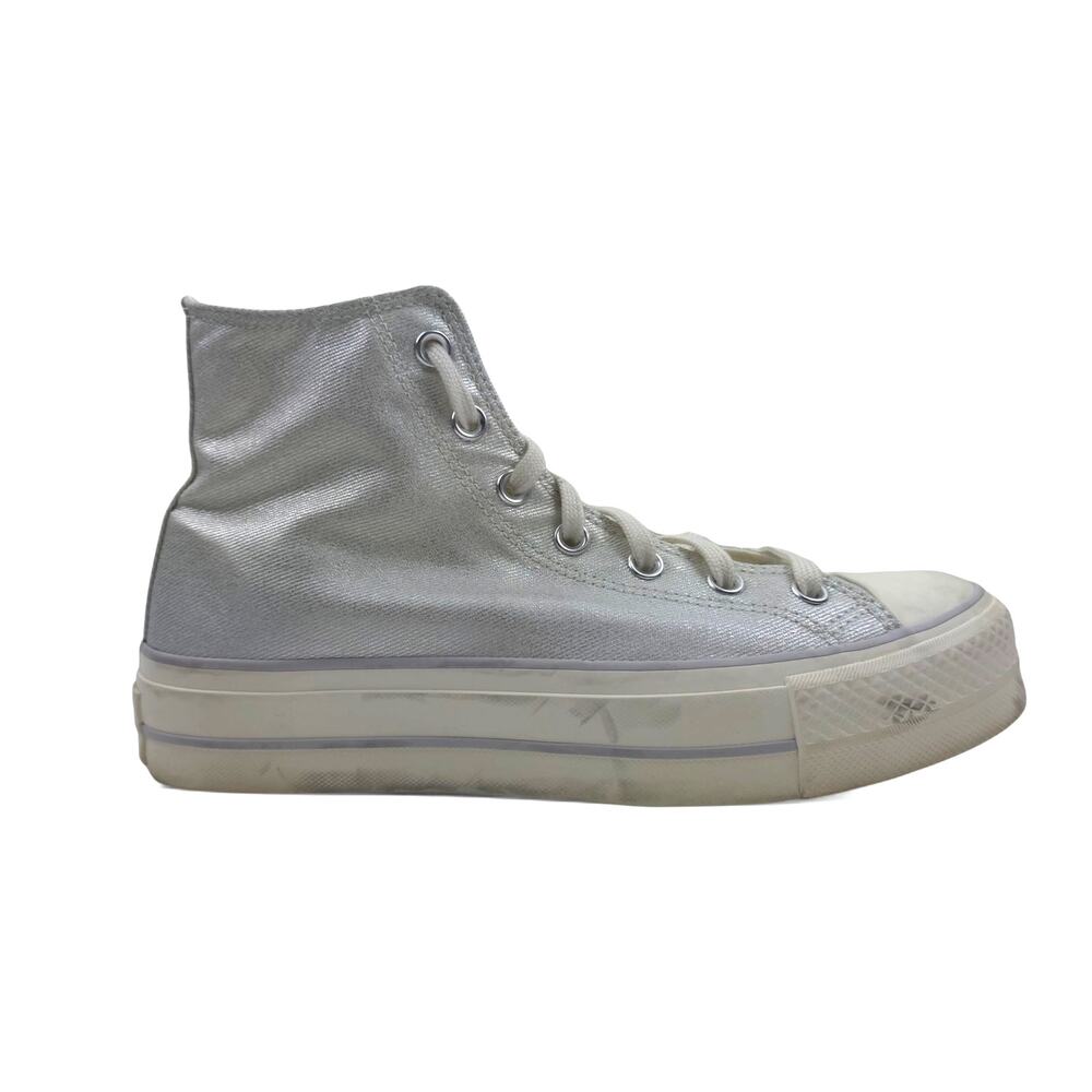 Converse Shoes Womens 9 CTAS Lift Platform‎ Metallic Silver Sneakers 571082C